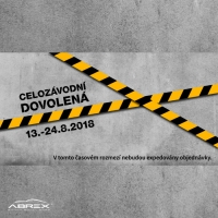 Celozávodní dovolená (13.-24.8.2018)! Celozávodní dovolená (13.-24.8.2018)!