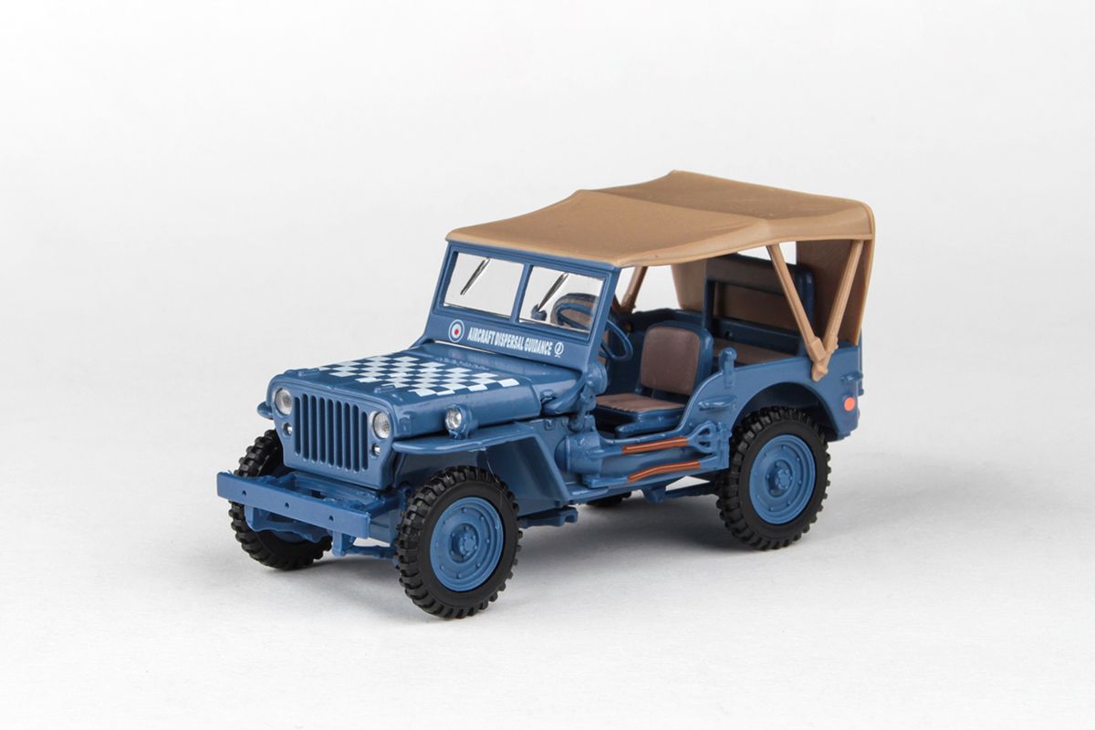 Abrex Cararama 1:43 - 1/4 Ton Military Vehicle Soft Top - Blue With Sandy Soft Top