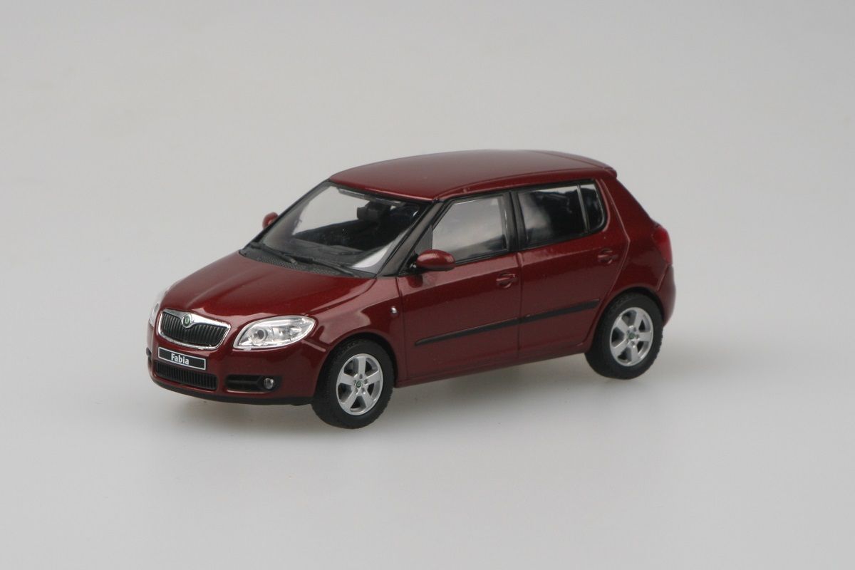 Kovový model Škoda Fabia II - červená flamenco metalíza